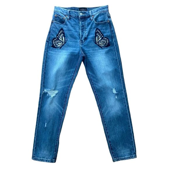 Lucky Brand Denim - LUCKY BRAND Drew Mom Women’s Jeans Embroidery Butterfly Size 26 High Rise Taper